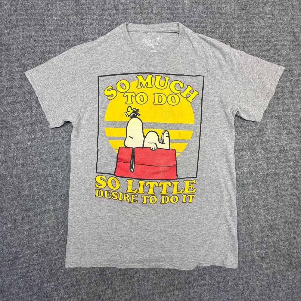 Peanuts Snoopy Graphic T-Shirt Medium Gray So Much To Do Short Sleeve